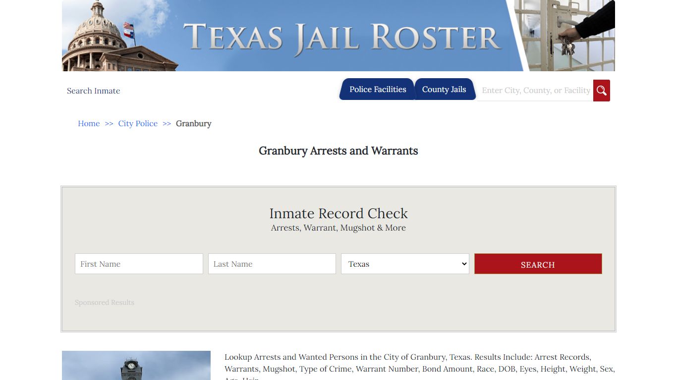 Granbury Arrests and Warrants | Jail Roster Search