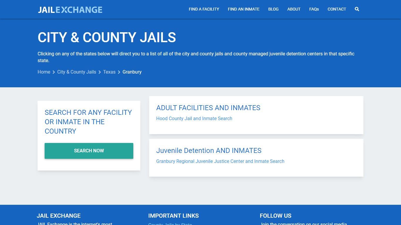 City & County Jails | Texas | Granbury | JailExchange